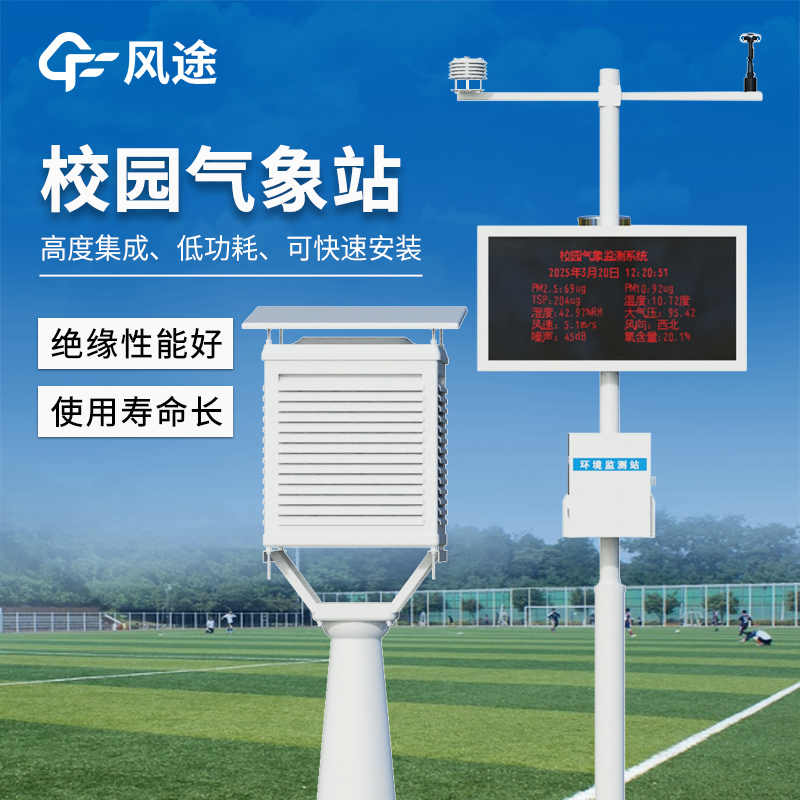校園氣象站方案：太陽能供電、無線傳輸、手機APP，風途一整套搞定。