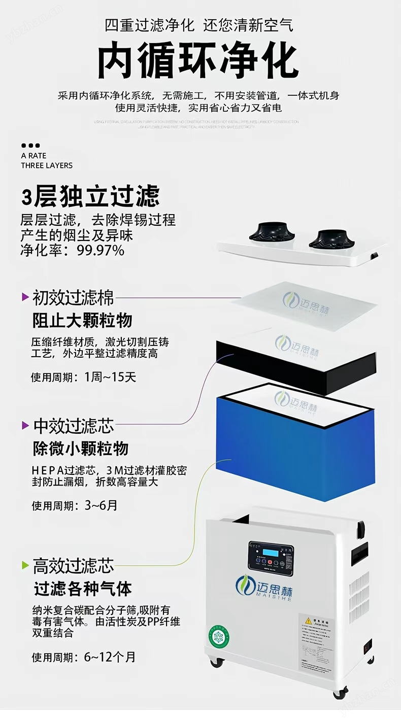 激光打標焊錫噴碼烙鐵煙霧凈化器除煙除味